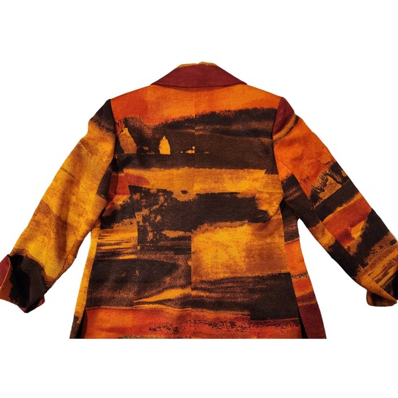 EllenTracy Silk & Wool Open Blazer  Sz 8 VTG 90s All Seasons Serengeti Sunset - Picture 8 of 12